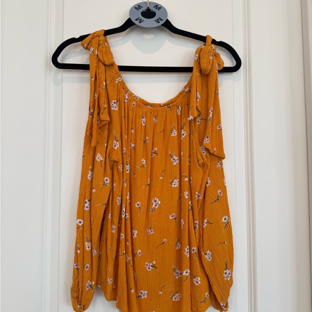 Gypsies & Moondust Mustard Floral Blouse